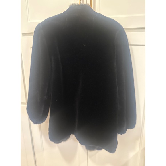 Style VI Ltd Black Faux Fur Lined Coat Made in USA Vintage Luxury winter dressy - Picture 5 of 7